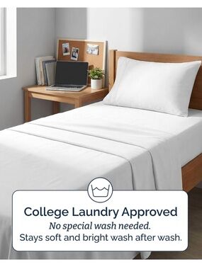 White Cotton Twin XL Sheet Set